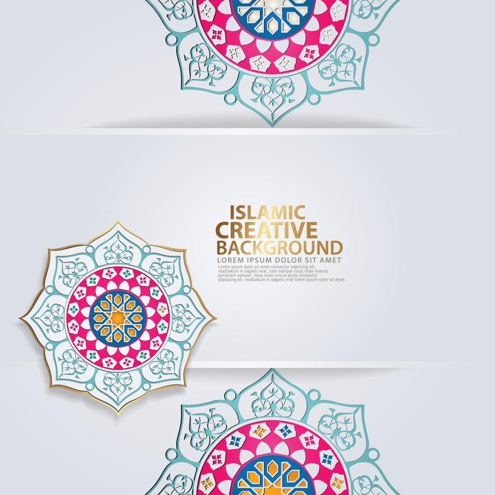 Islamic traditional wedding events and other users with realistic Islamic ornamental colorful detail of mosaic vector