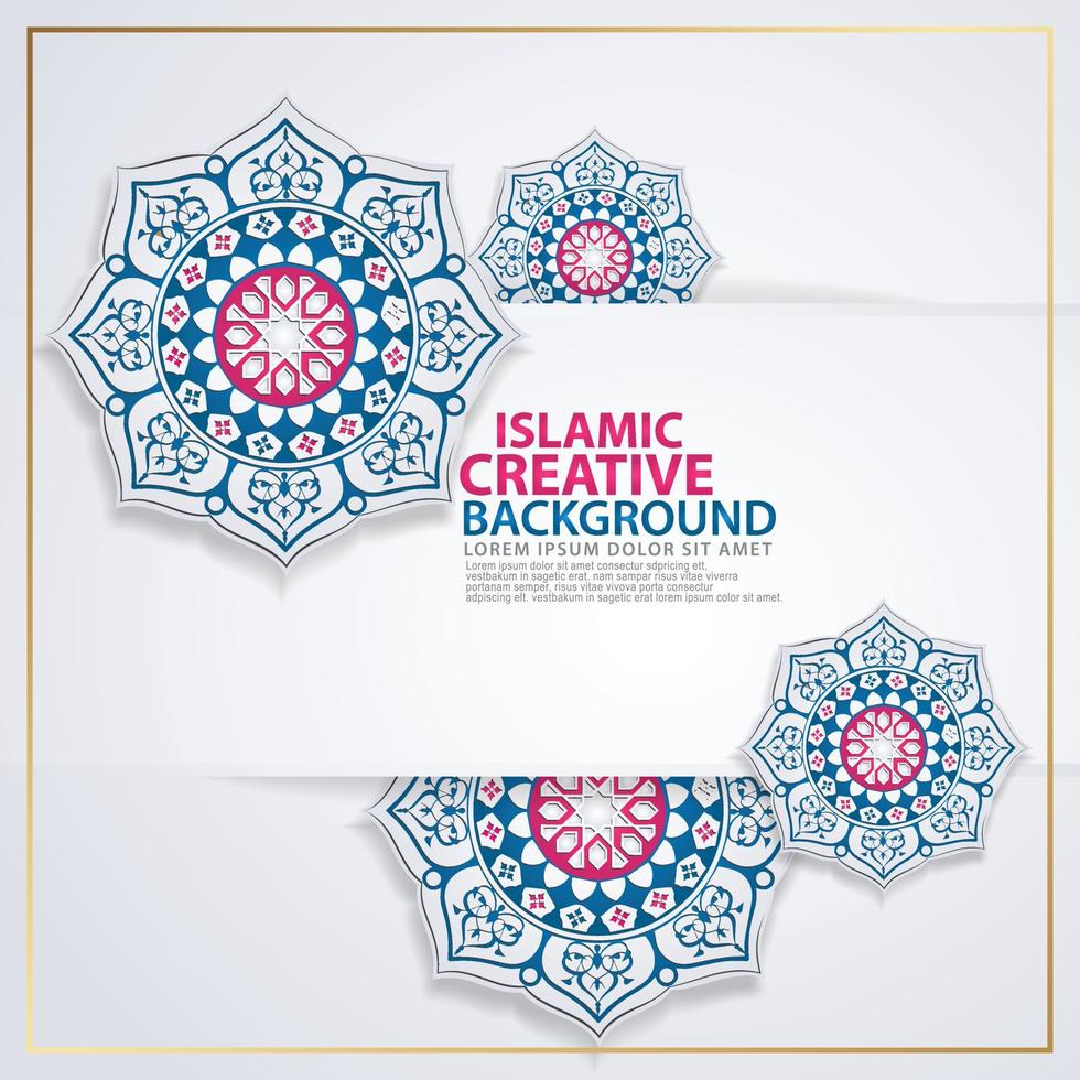 Islamic traditional wedding events and other users with realistic Islamic ornamental colorful detail of mosaic vector