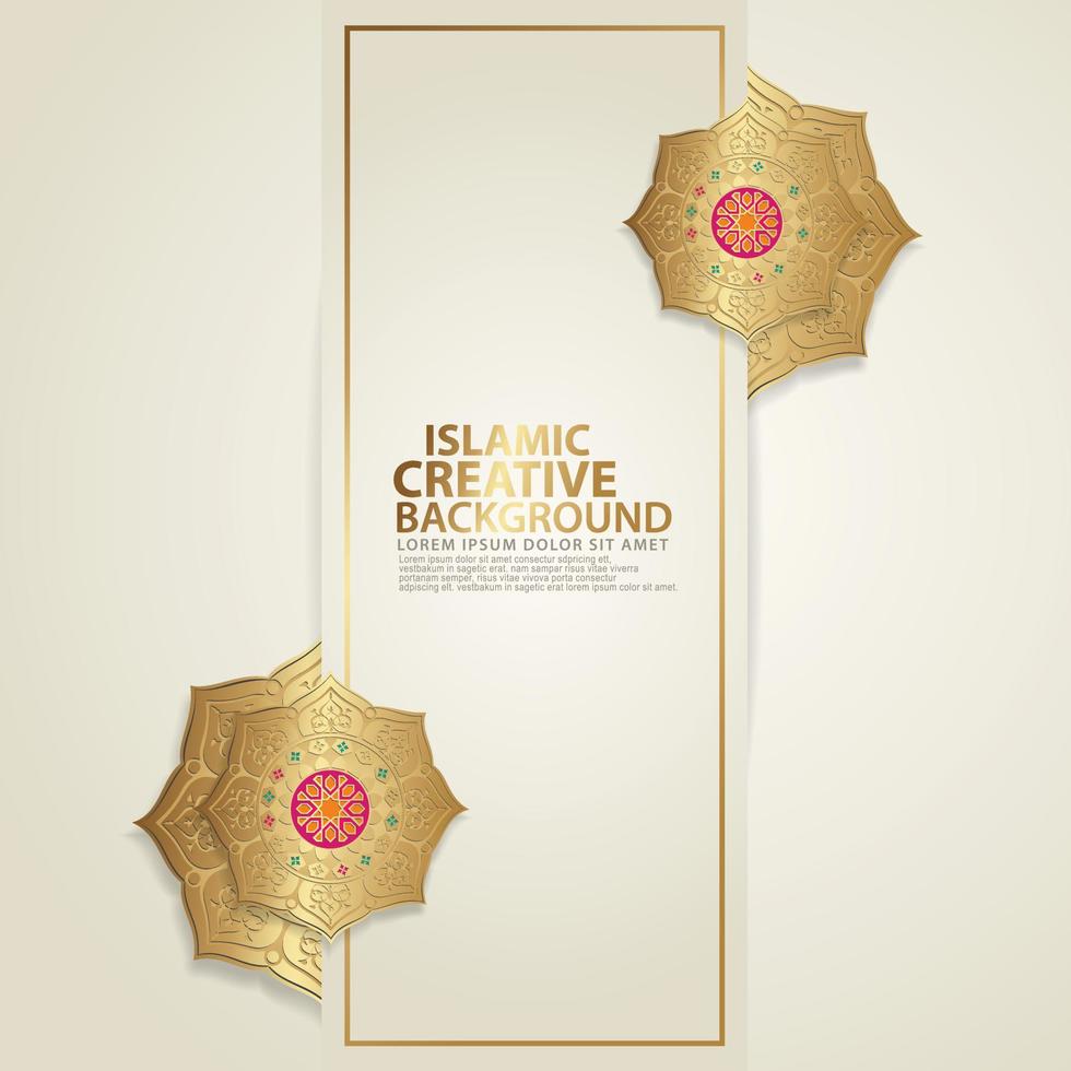 Islamic traditional wedding events and other users with realistic Islamic ornamental colorful detail of mosaic vector