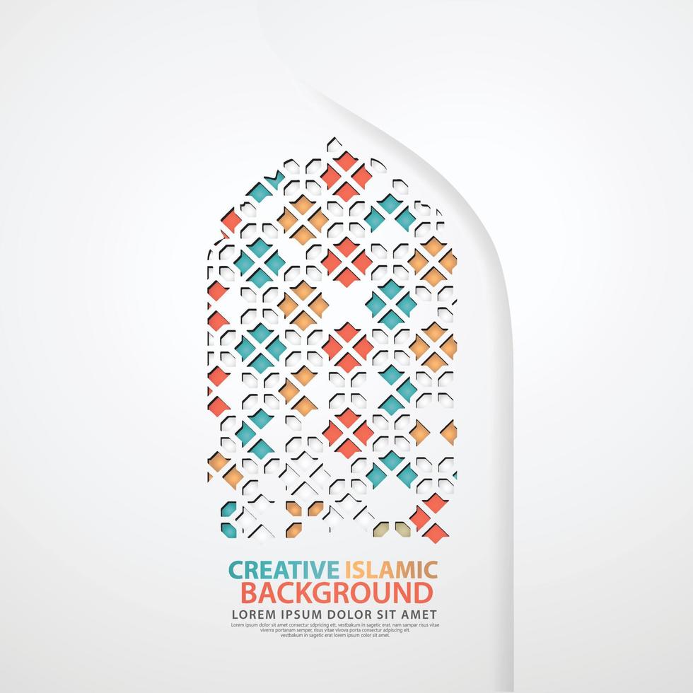 realistic door mosque texture with ornamental of mosaic for element Islamic design backgrounds vector