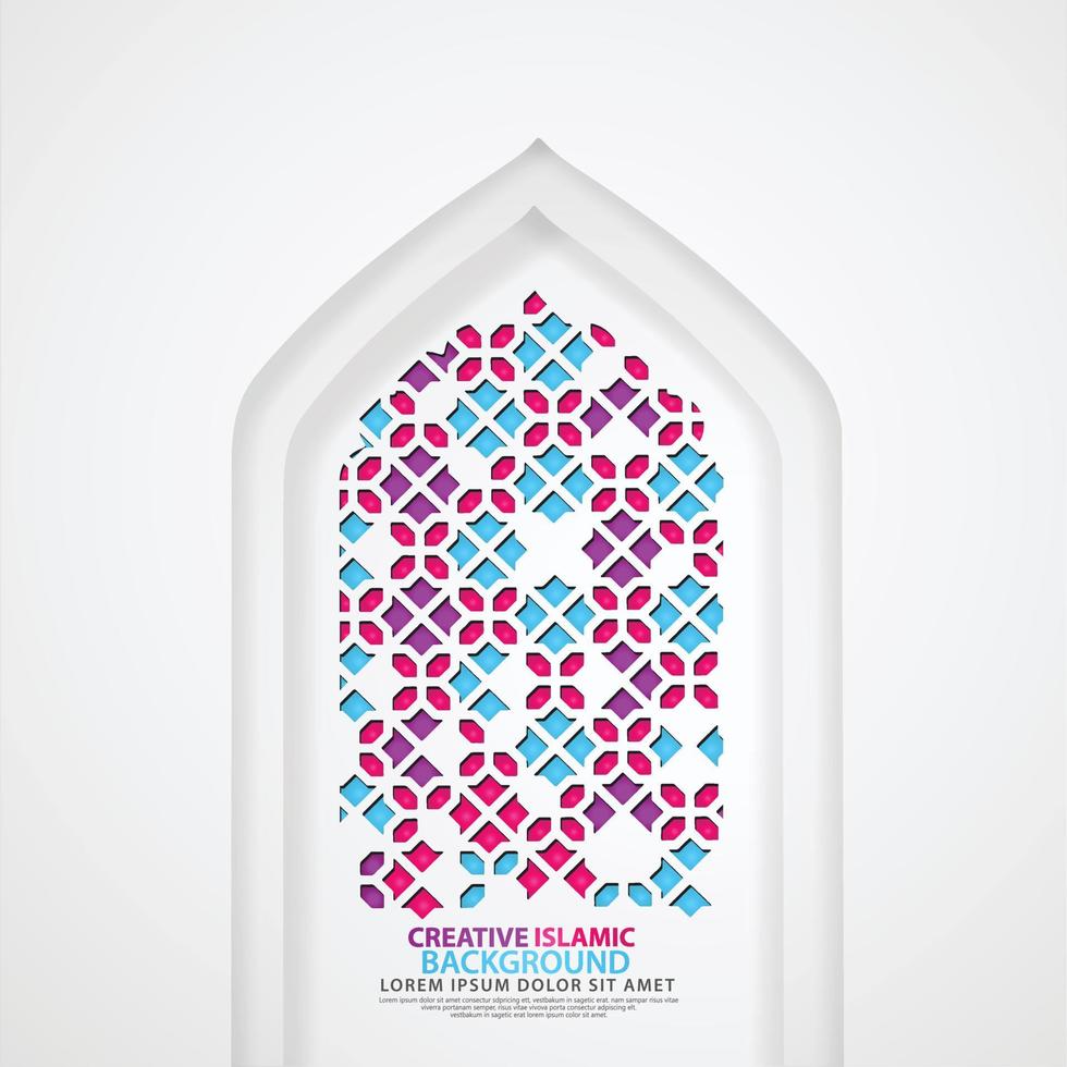 realistic door mosque texture with ornamental of mosaic for element Islamic design backgrounds vector