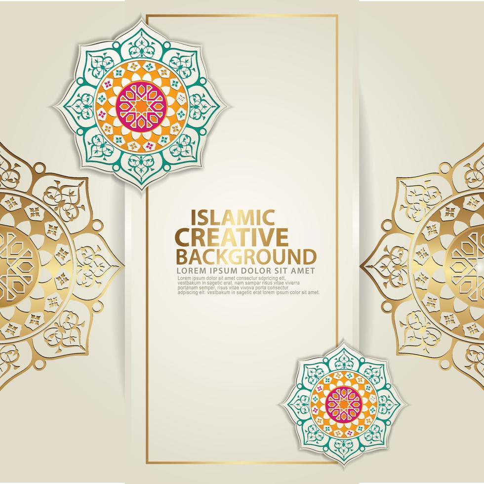 Islamic traditional wedding events and other users with realistic Islamic ornamental colorful detail of mosaic vector