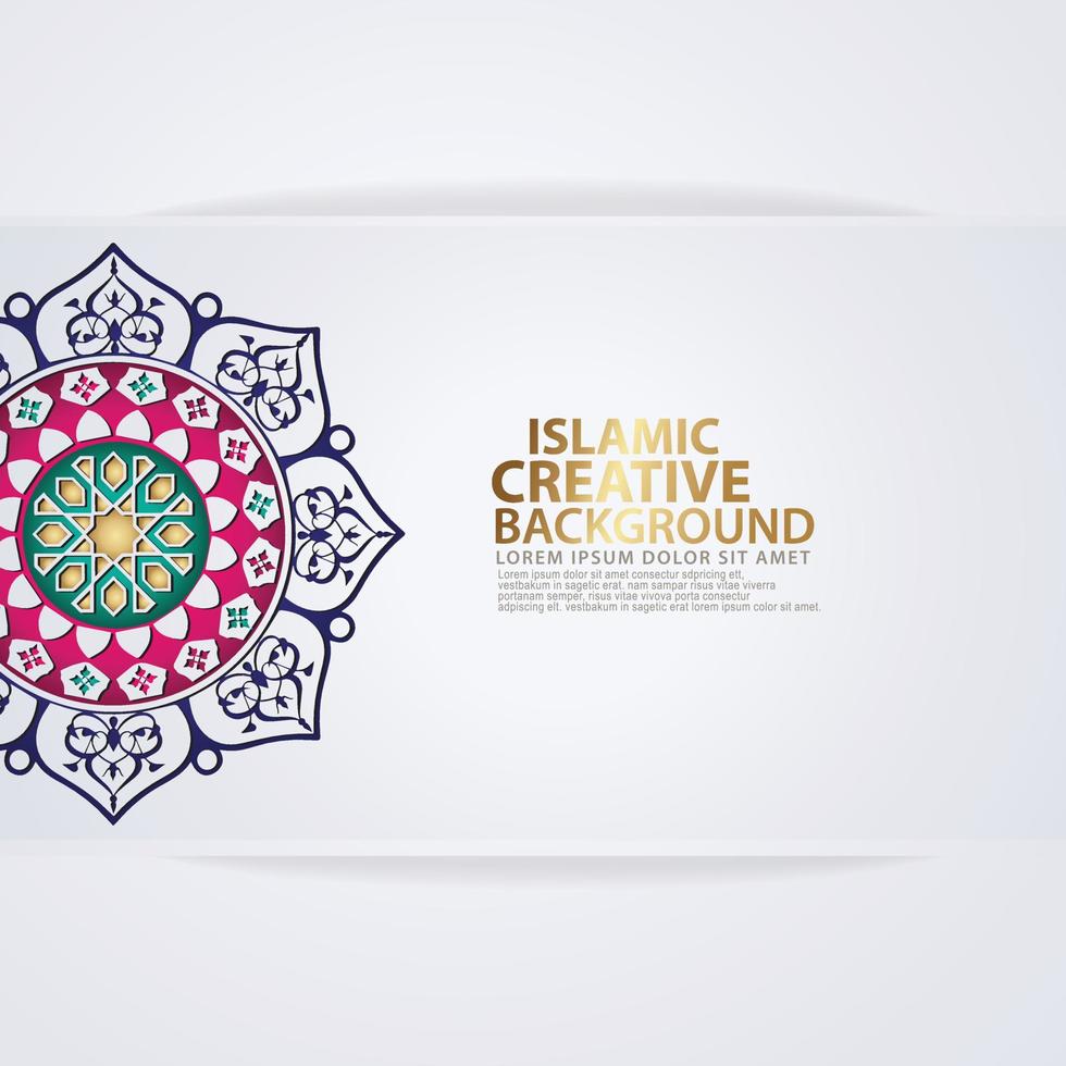 Islamic traditional wedding events and other users with realistic Islamic ornamental colorful detail of mosaic vector