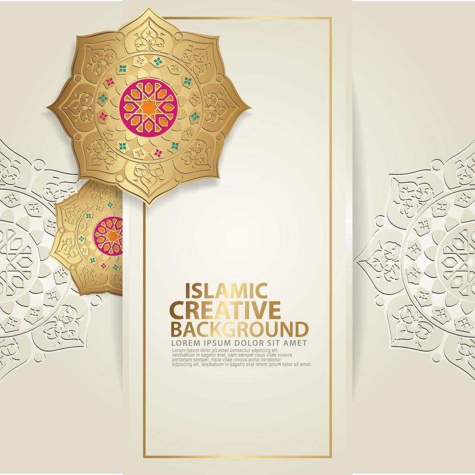 Islamic traditional wedding events and other users with realistic Islamic ornamental colorful detail of mosaic vector