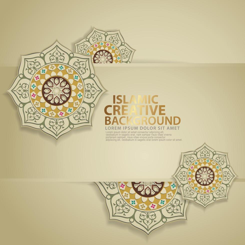 Islamic traditional wedding events and other users with realistic Islamic ornamental colorful detail of mosaic vector