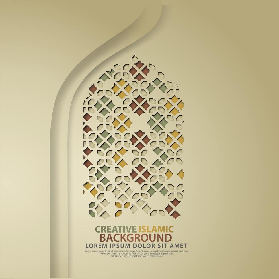 realistic door mosque texture with ornamental of mosaic for element Islamic design backgrounds vector