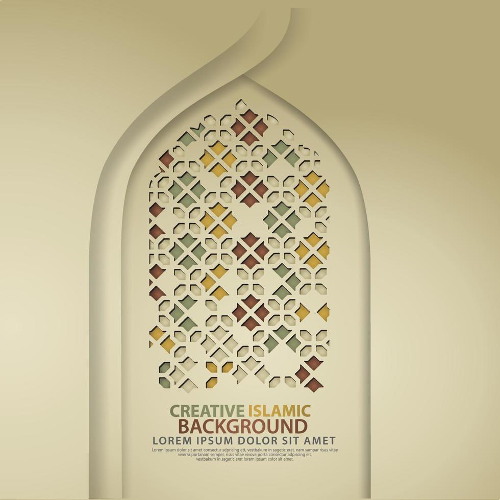 realistic door mosque texture with ornamental of mosaic for element Islamic design backgrounds vector