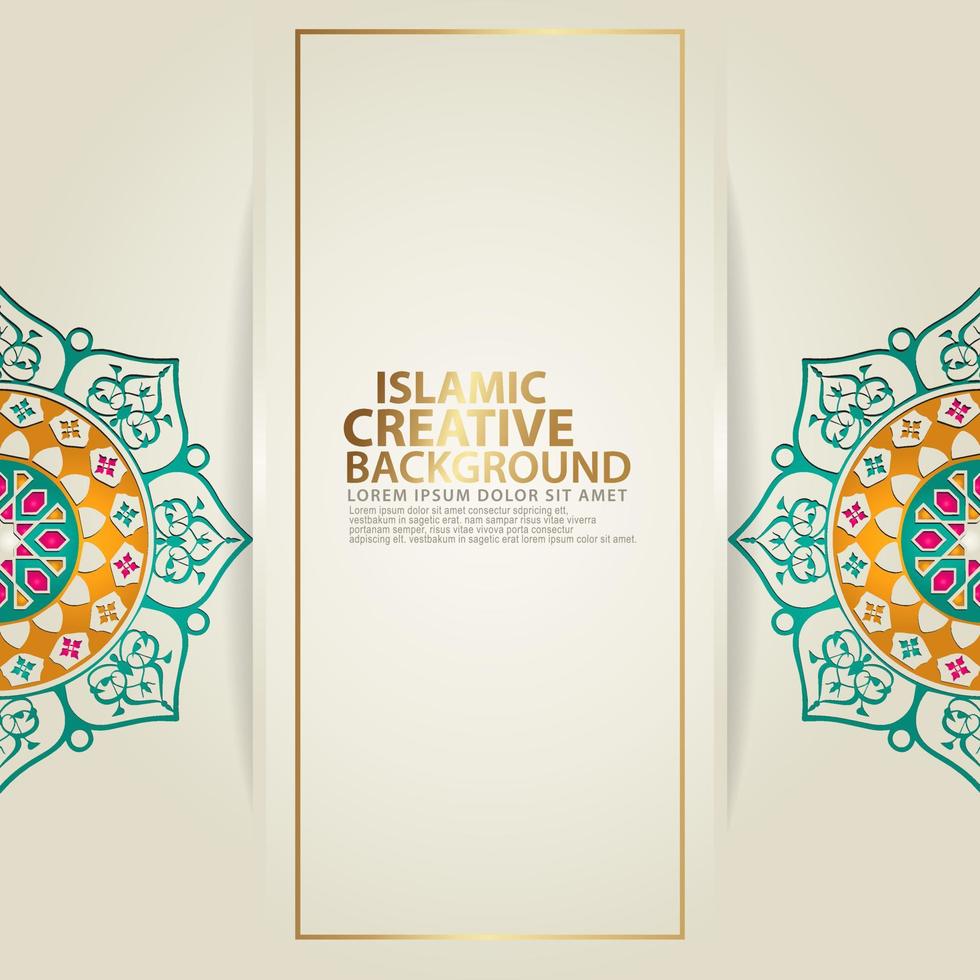 Islamic traditional wedding events and other users with realistic Islamic ornamental colorful detail of mosaic vector