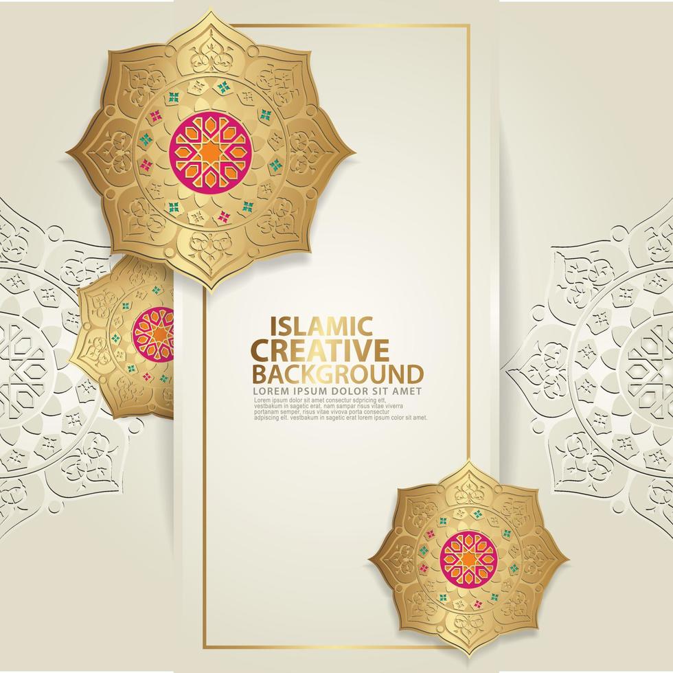 Islamic traditional wedding events and other users with realistic Islamic ornamental colorful detail of mosaic vector