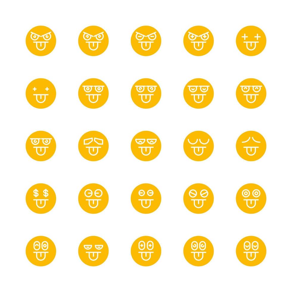 conjunto de emoticonos descarados amarillos vector