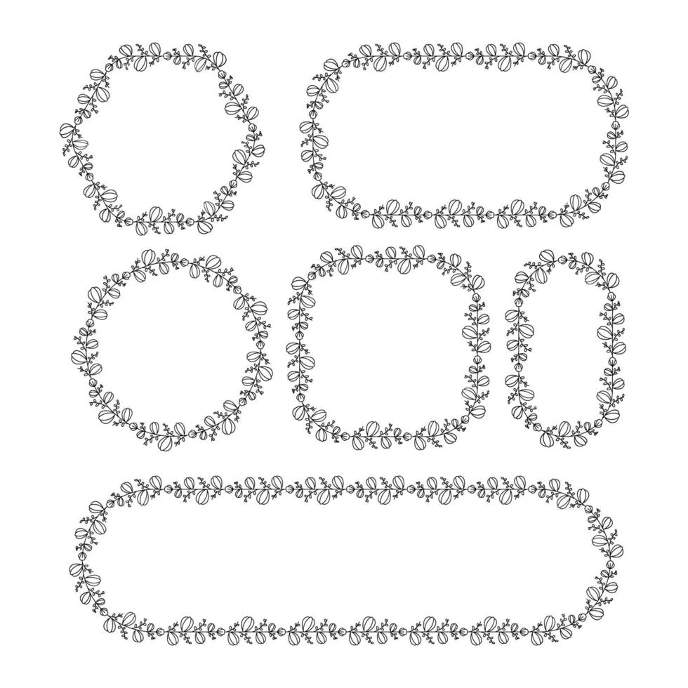 floral wreaths frame decoration line art vector