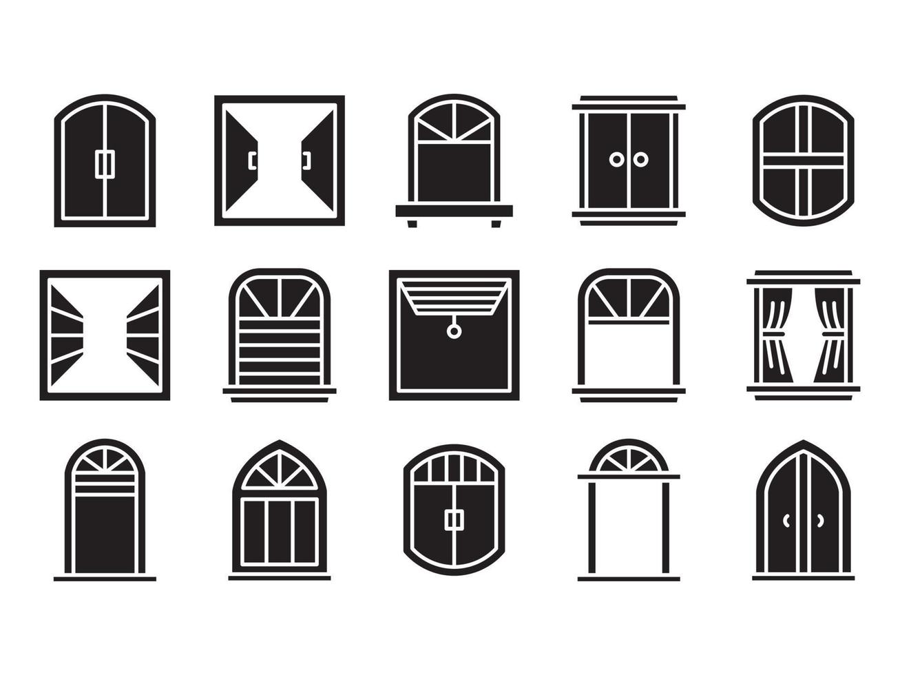 window and blinds icons set vector