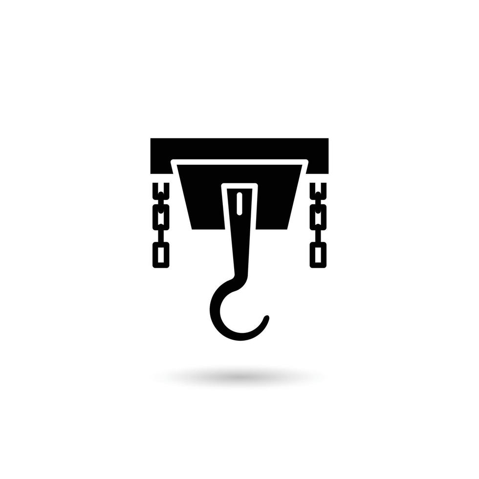 industrial crane hook and chain icon vector