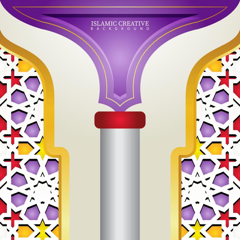 plantilla de fondo de tarjeta de felicitación de diseño islámico con detalles coloridos decorativos de adornos de arte islámico mosaico floral ilustración vectorial vector