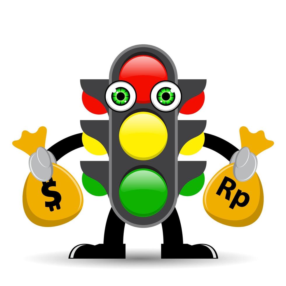 Cartoon traffic light character design vector