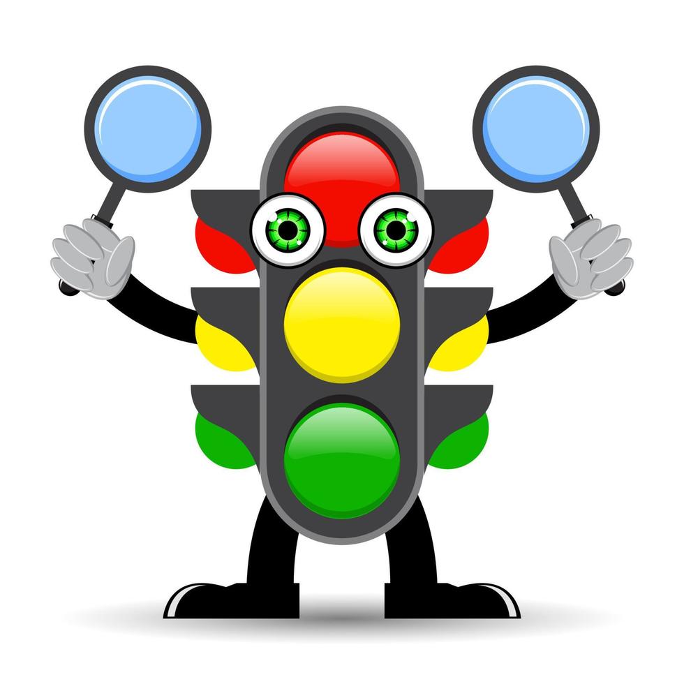 Cartoon traffic light character design vector