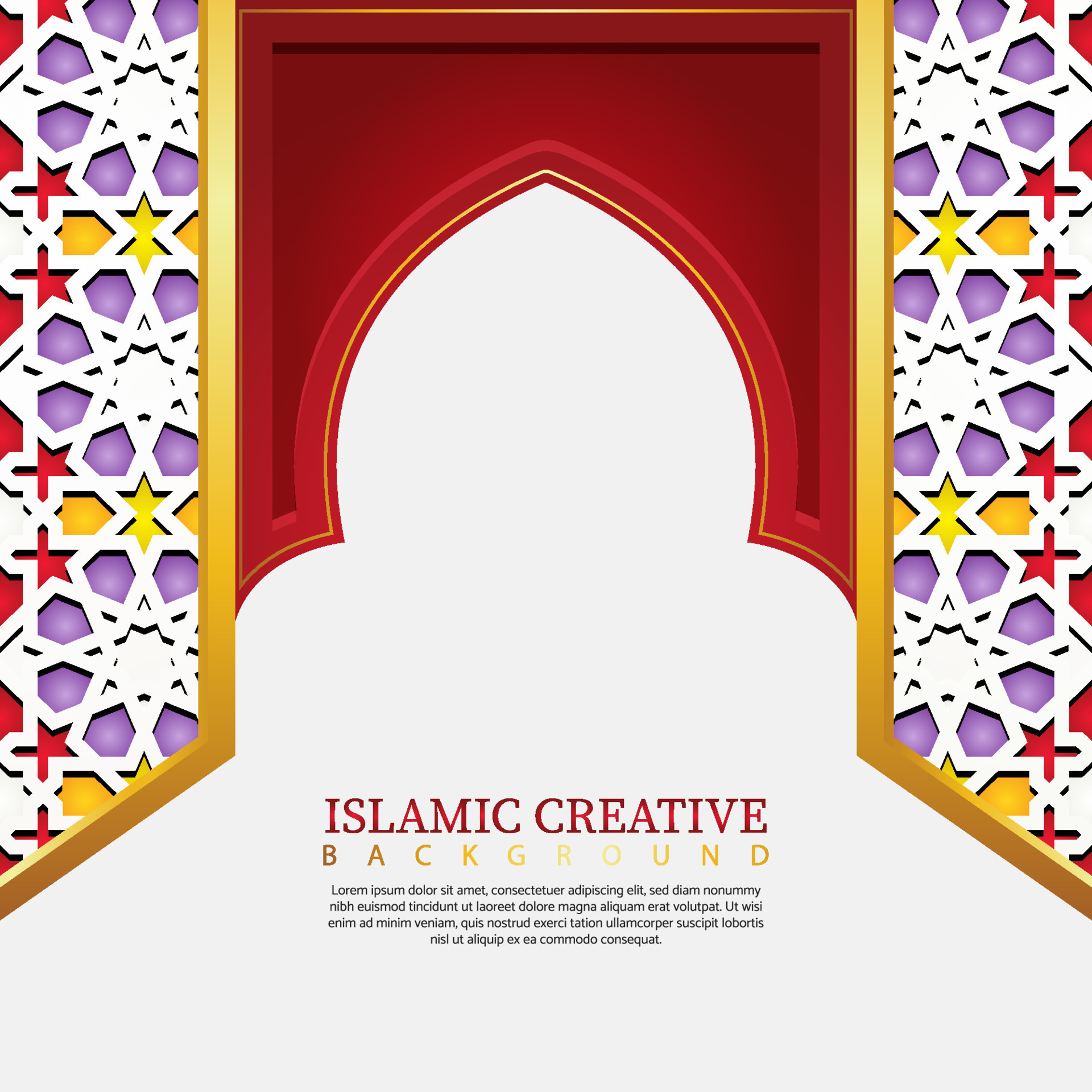 Islamic design greeting card background template with decorative colorful  details of Islamic art ornaments floral mosaic vector illustration 7266501  Vector Art at Vecteezy