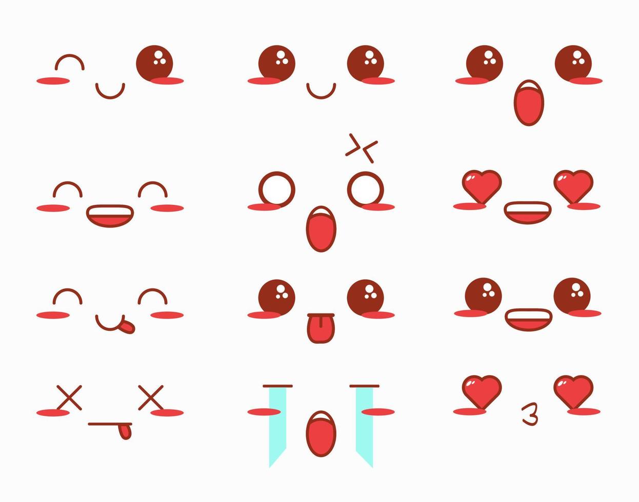 lindo, kawaii, expresión, emoticon vector