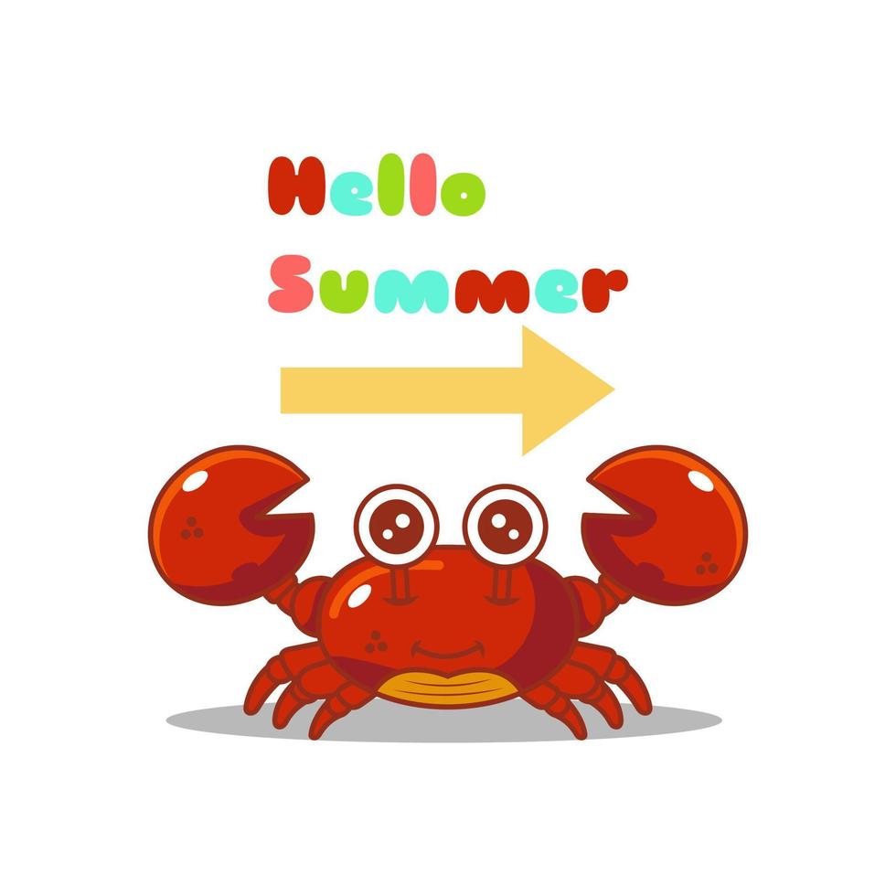 cute red crab celebrating summer vector