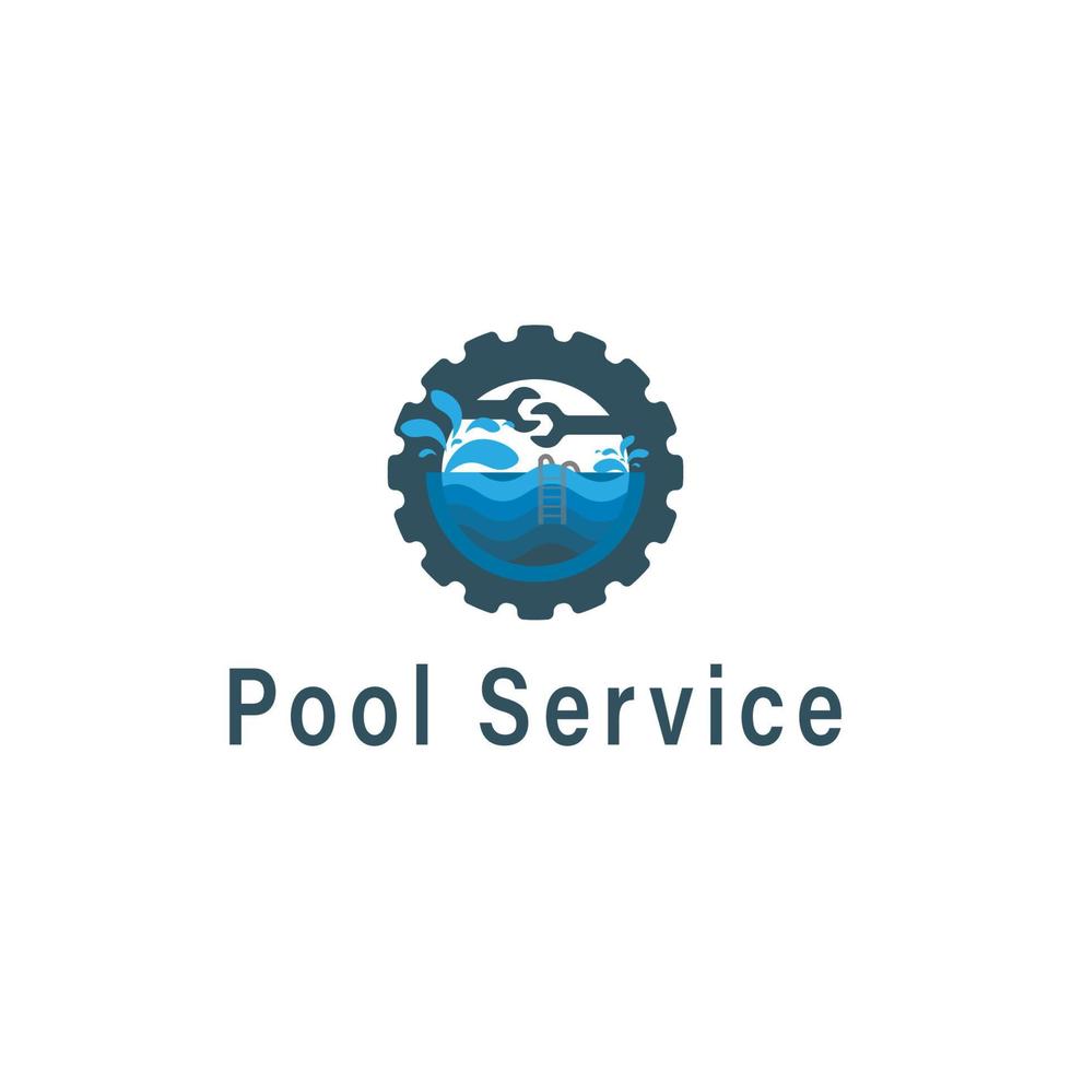 Pool clean service logo template vector