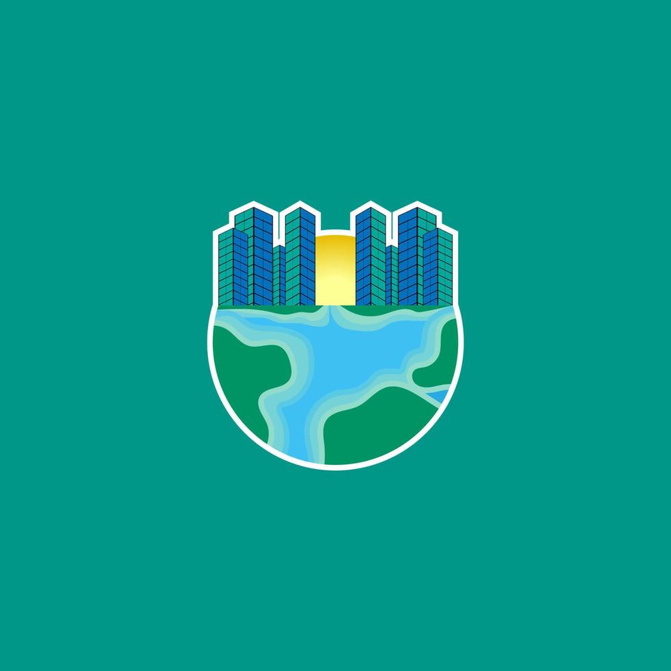 Vector design of earth with a city on it.