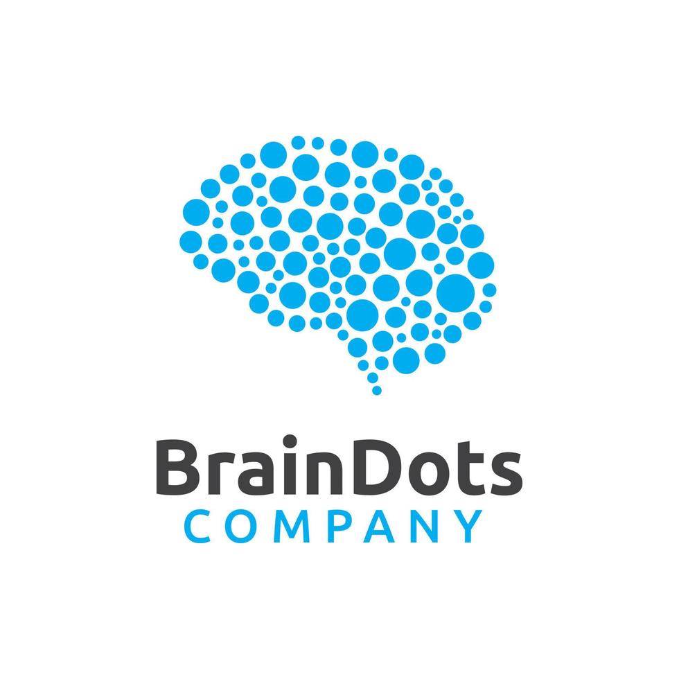 brain dots science technology logo vector