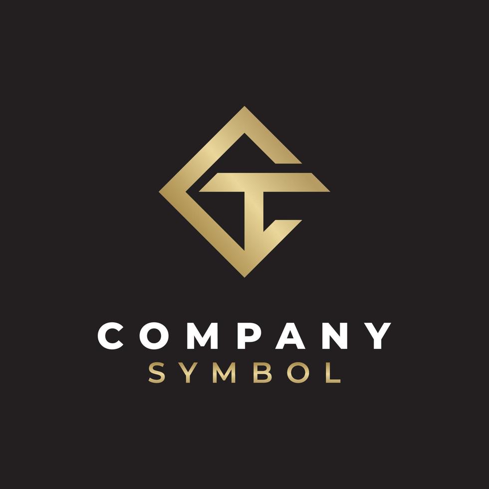 logotipo de ct de monograma de letra inicial de lujo dorado vector