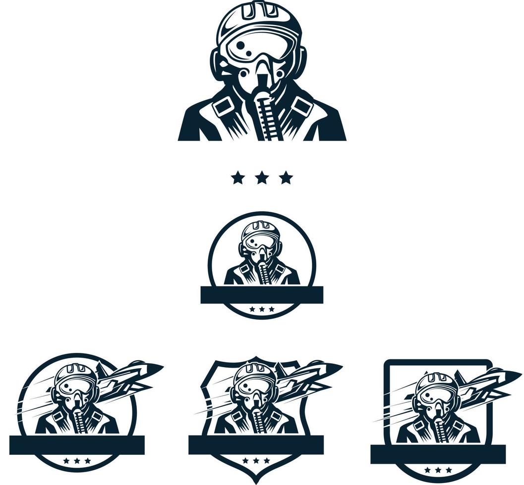 thunder pilot logo set vector