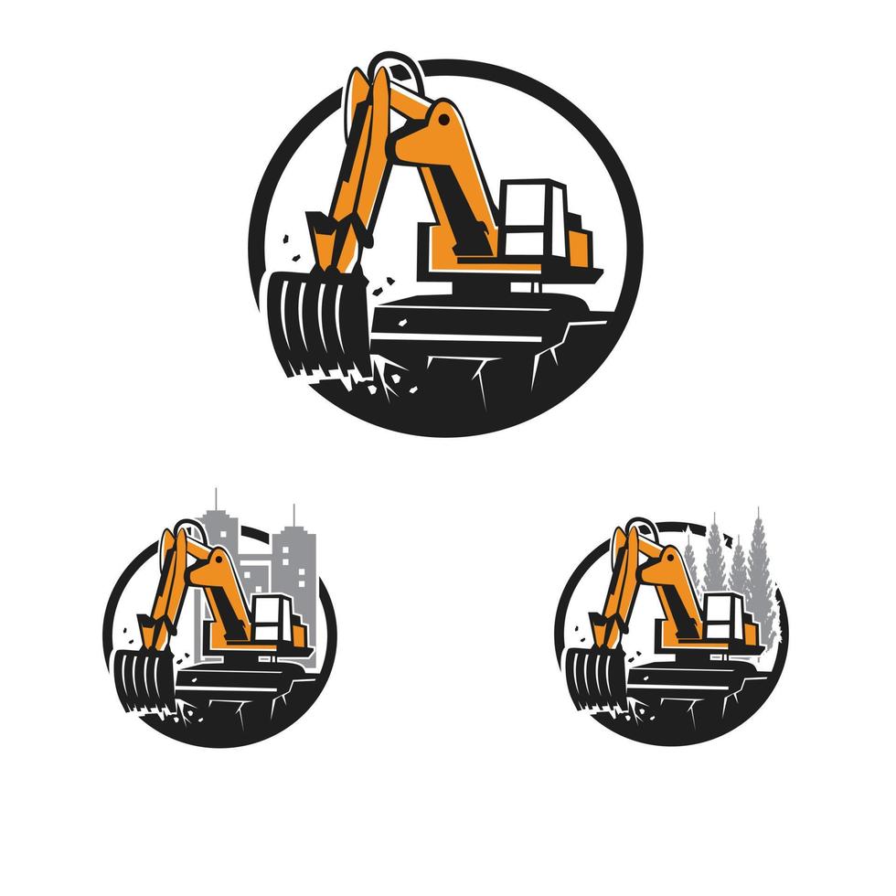 excavation logo set vector