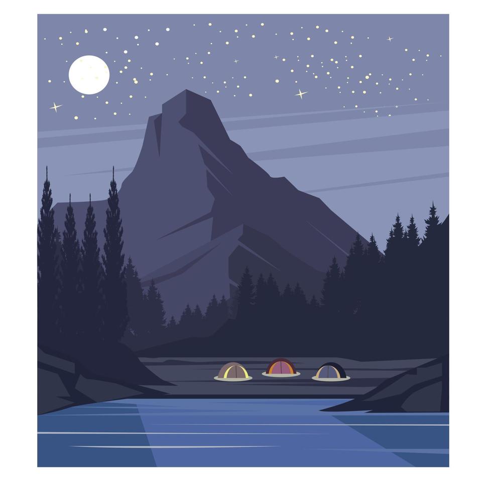 camping on the hills vector
