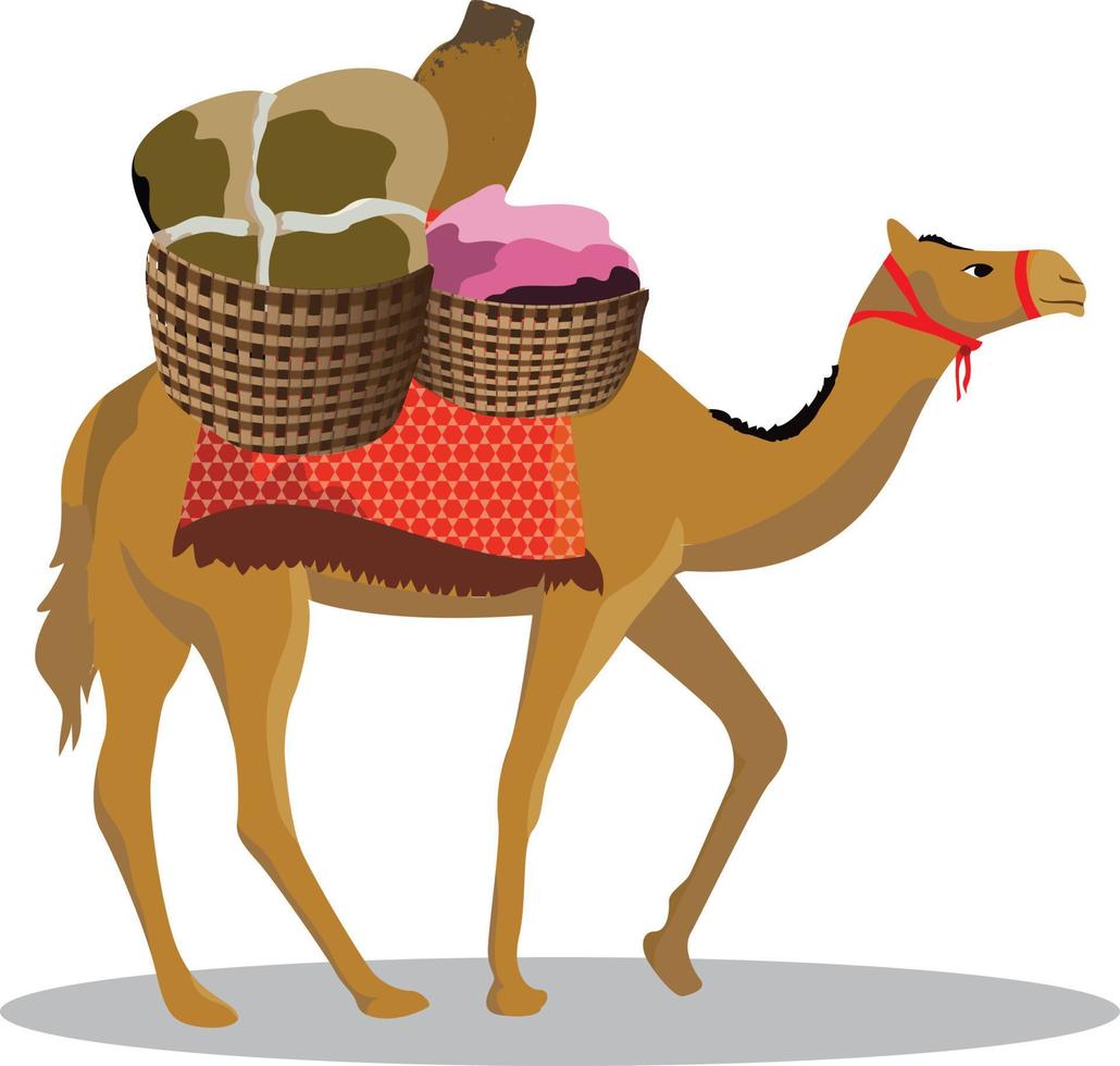 camello cargando mercancias vector