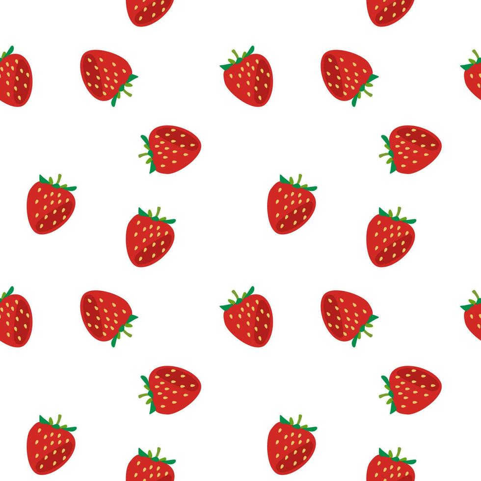 strawberry seamless background vector on white background