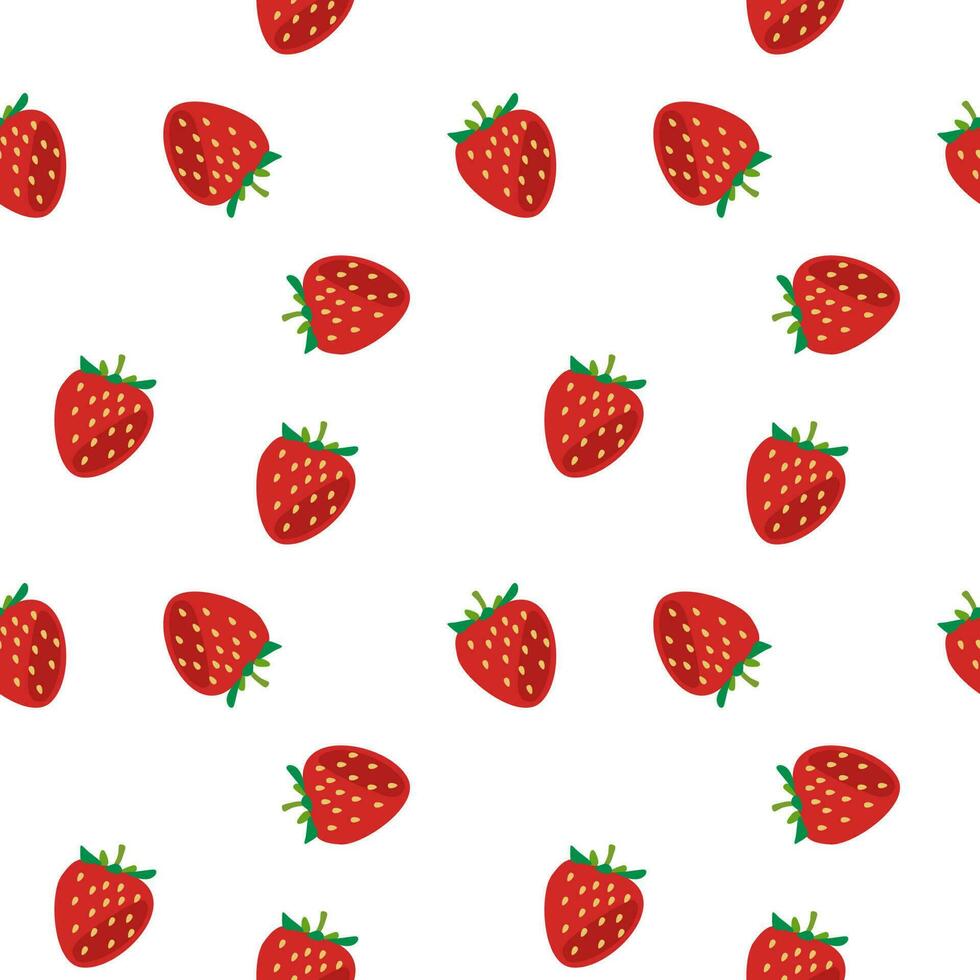 strawberry seamless background vector on white background