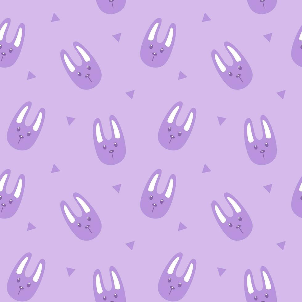 cute rabbit pattern seamless background on purple background vector