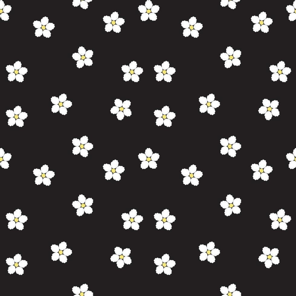 seamless black cherry blossom pattern background vector