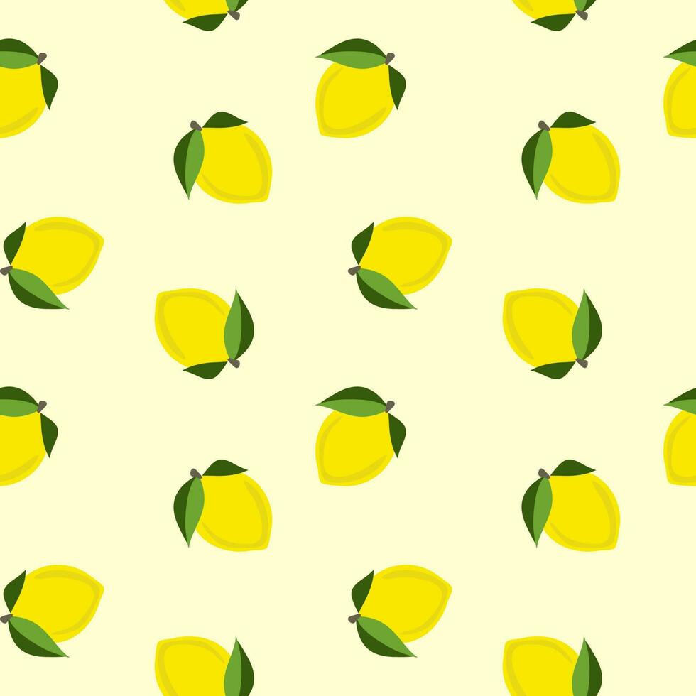 lemon pattern seamless background on yellow background vector