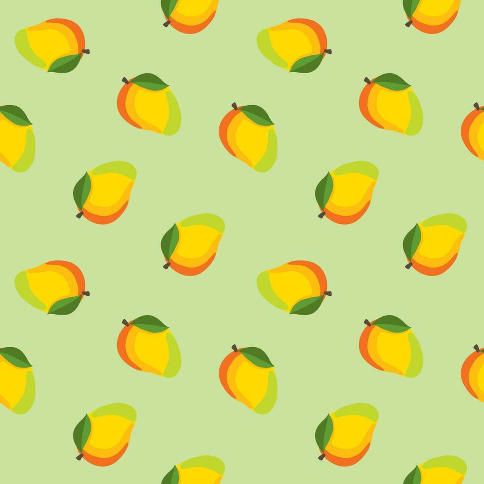 mango vector seamless background on light green background