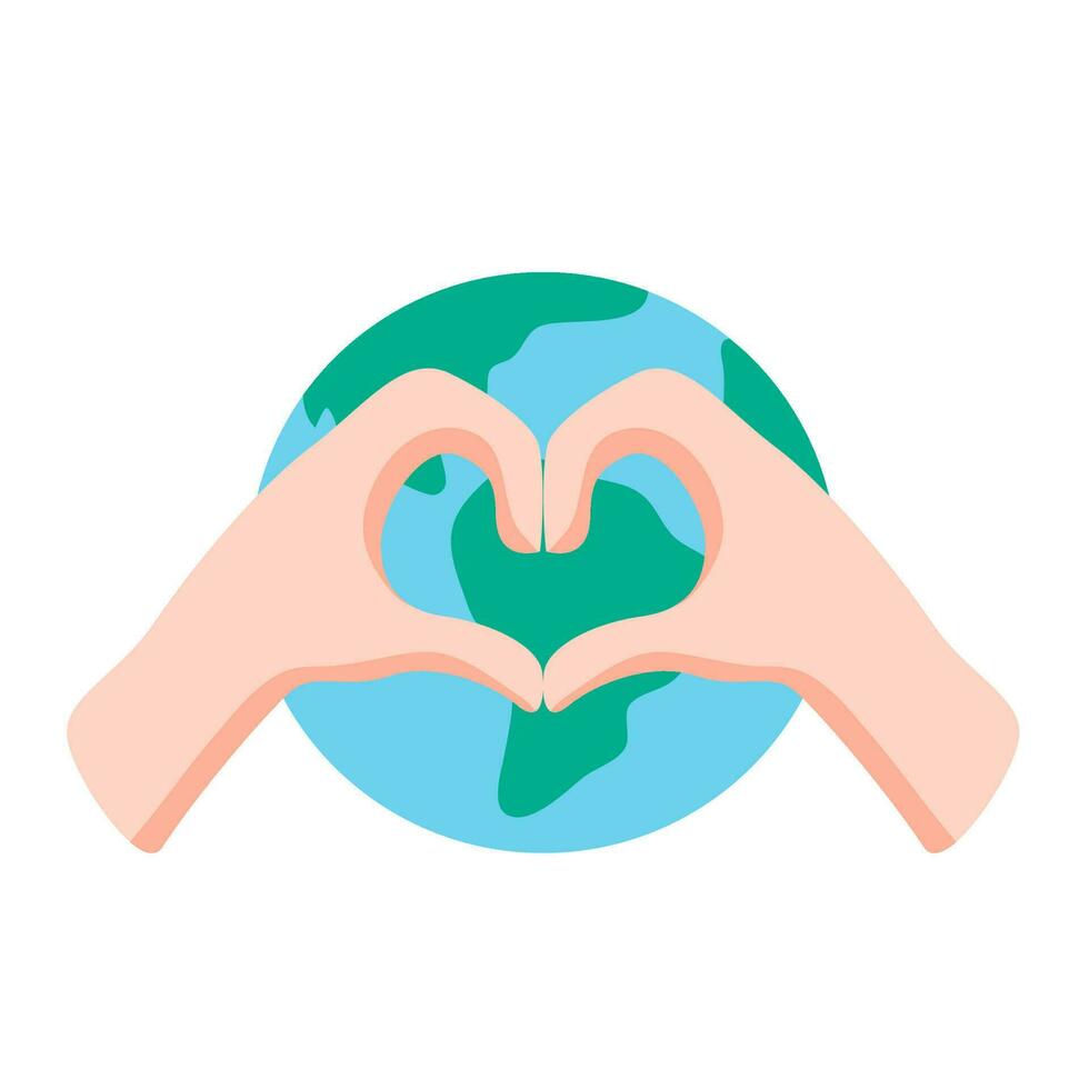 vector globe and hands embrace Earth Day, the important day of nature conservation parade around the world.