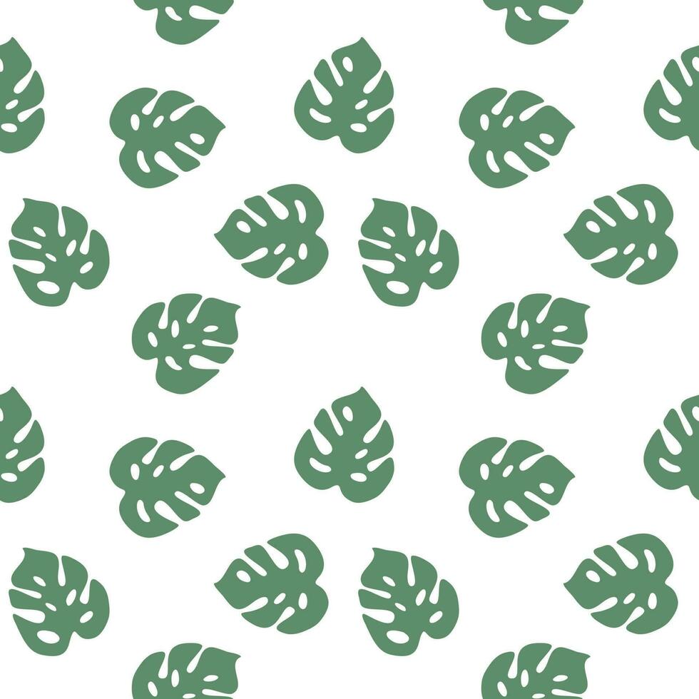 green monstera leaf seamless background vector