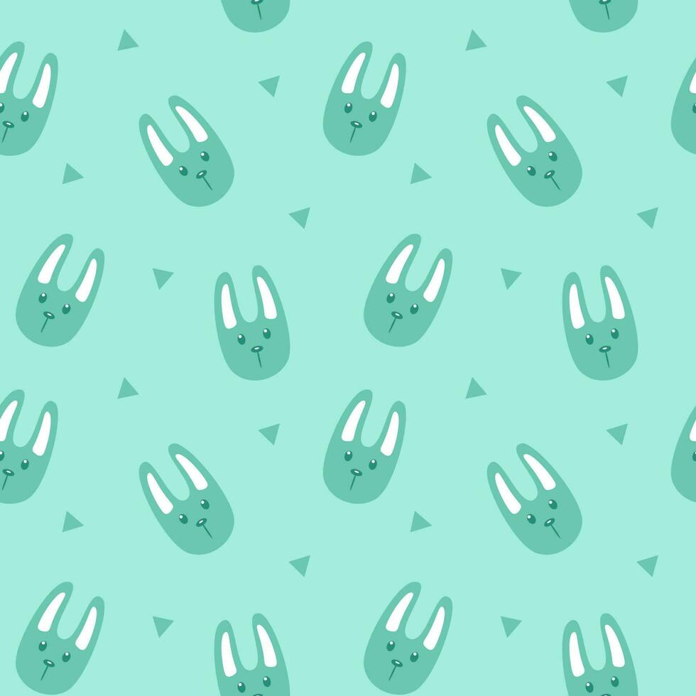 cute rabbit pattern seamless background on green background vector