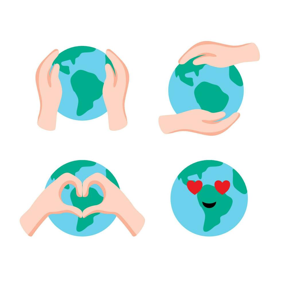 Globe Vector Set Earth Day, an important day of the worldwide nature conservation parade.