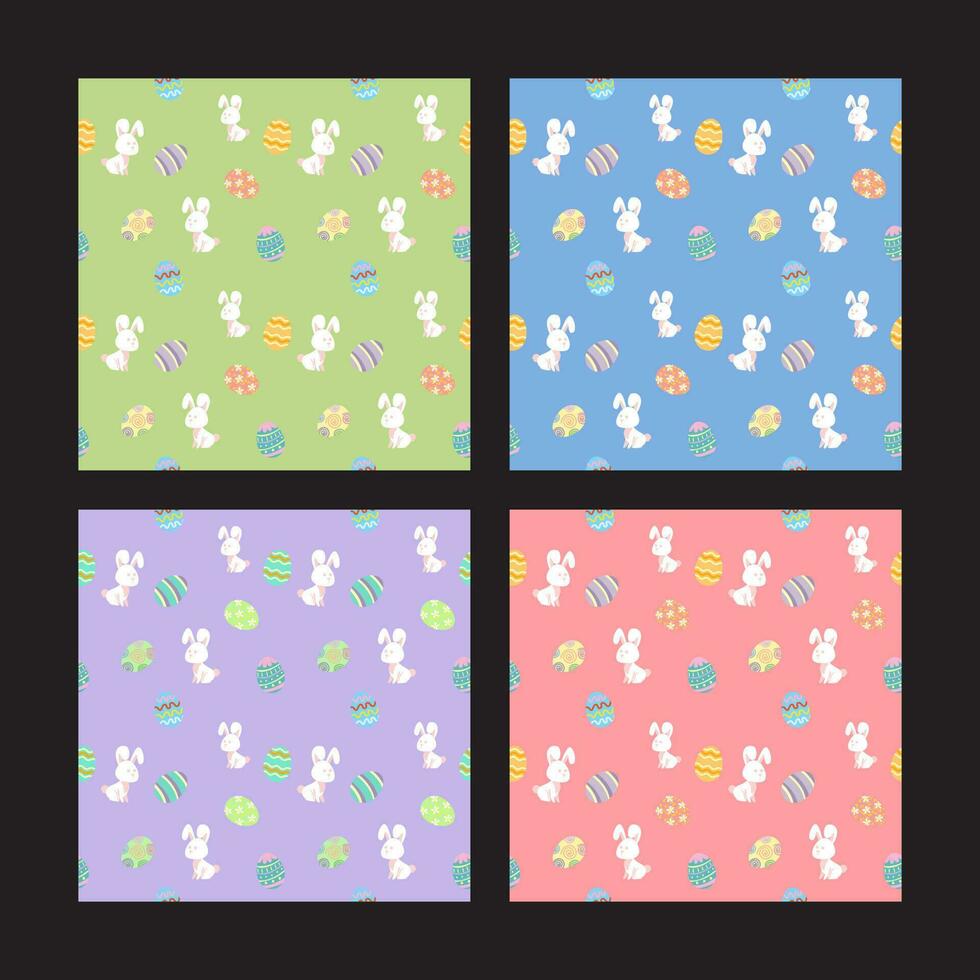 Seamless Background Bunny And Eggs Green Background Painted Easter Festival vector