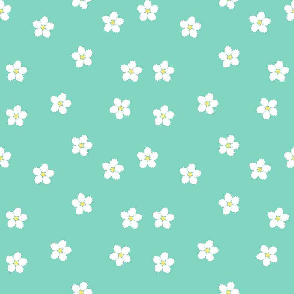 Pastel green cherry blossom pattern seamless background vector