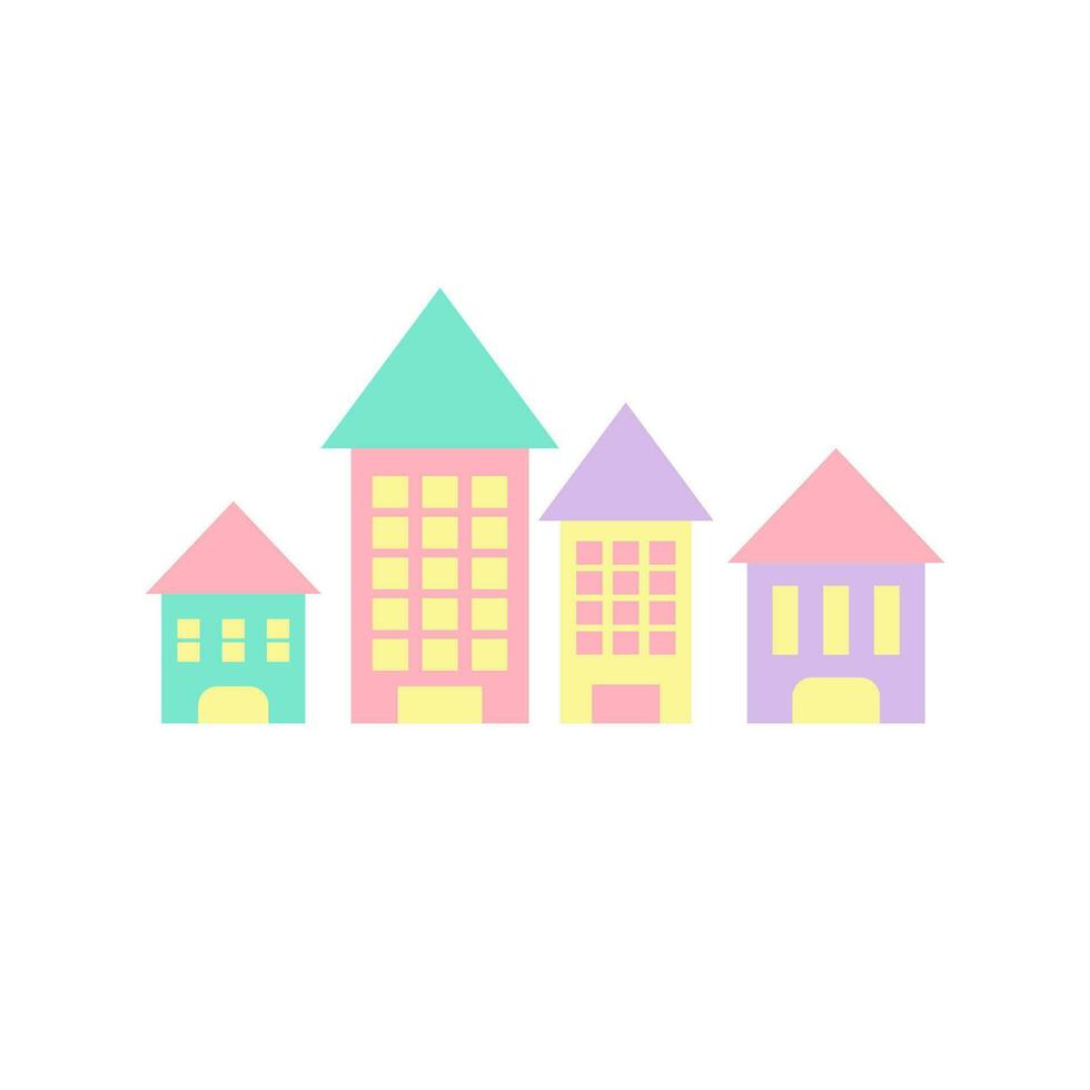 pastel color cartoon house vector