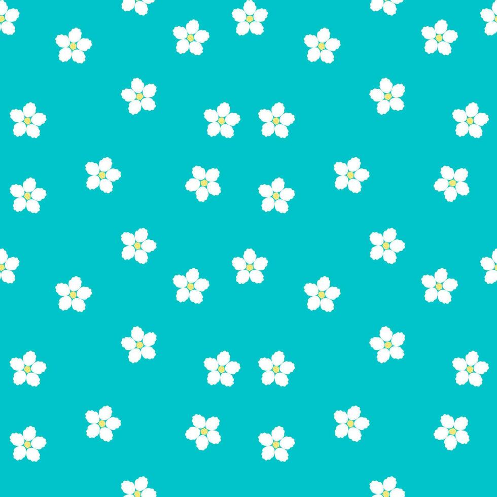 turquoise cherry blossom pattern seamless background vector