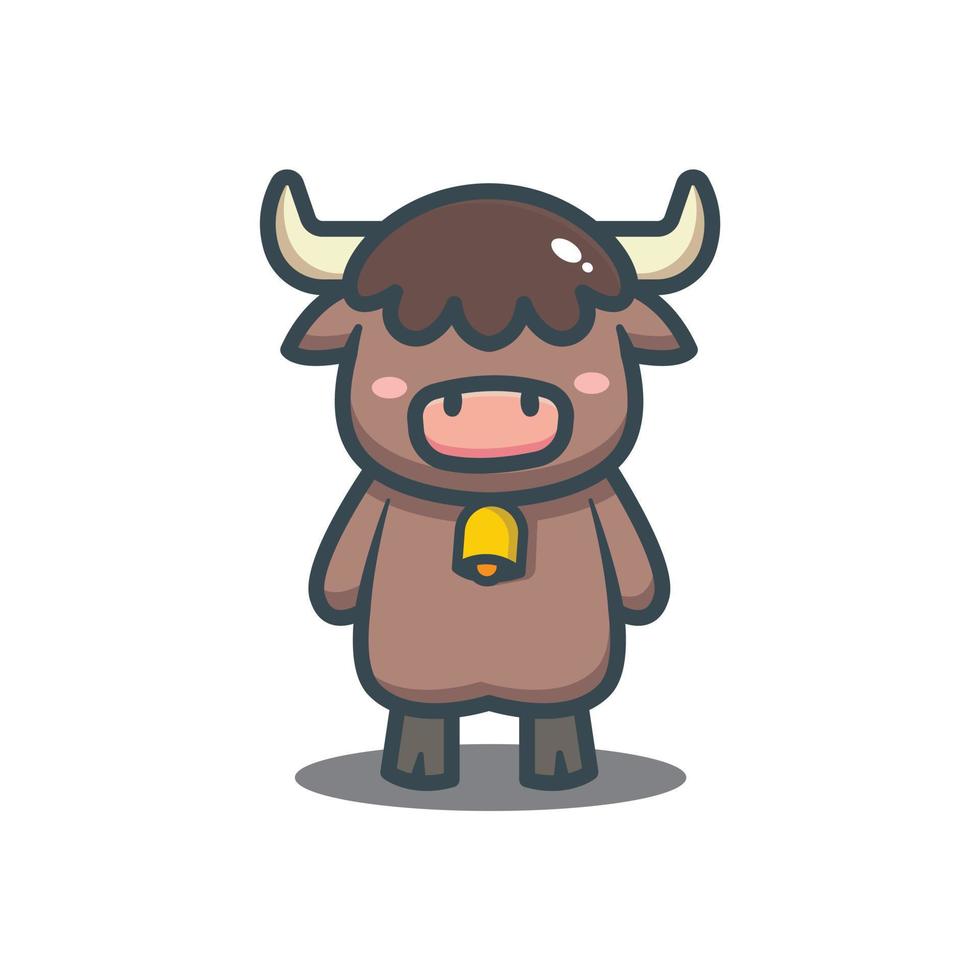 lindo toro o vaca con campana en el cuello vector