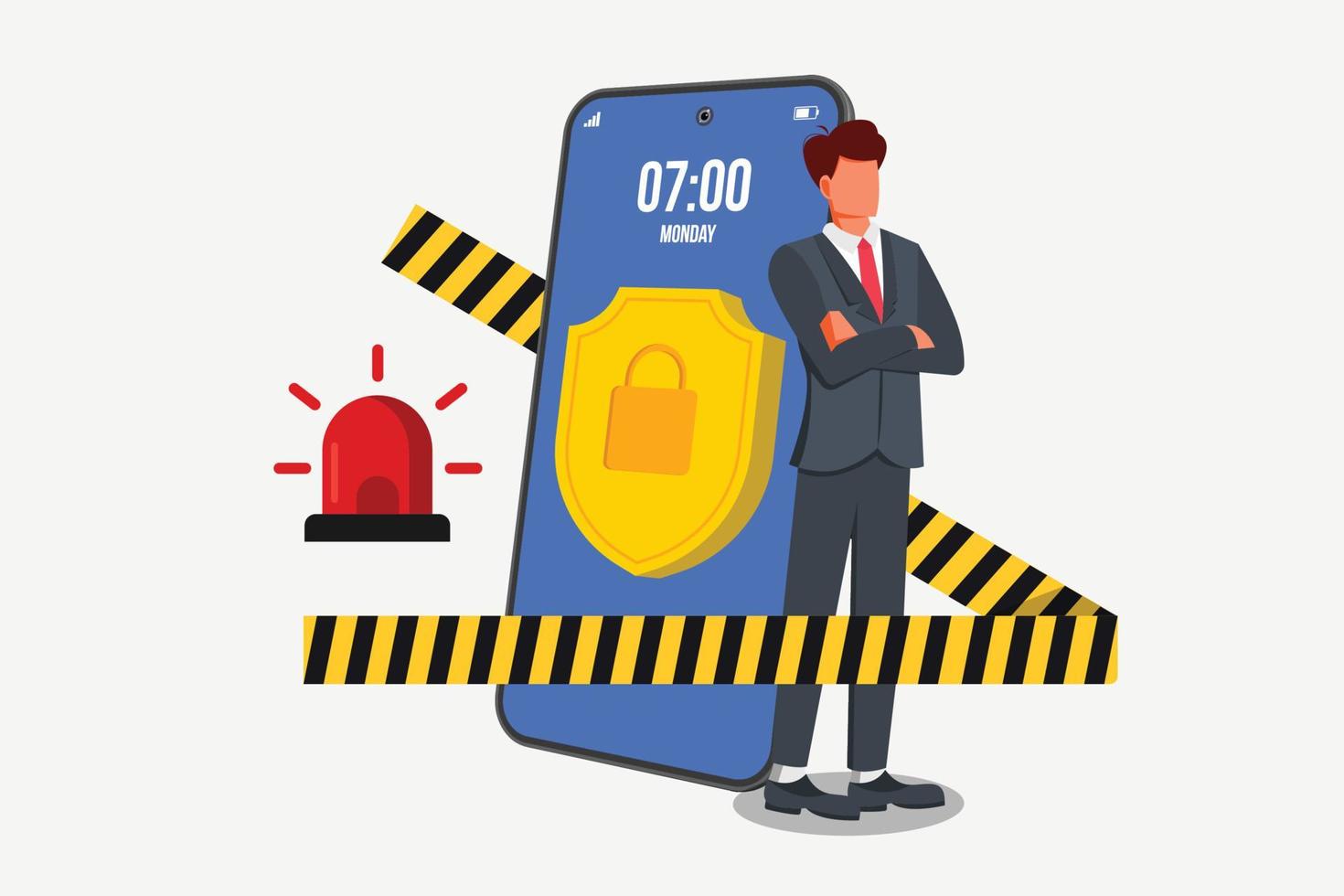 seguridad de guardia digital con ilustración de concepto de teléfono inteligente vector