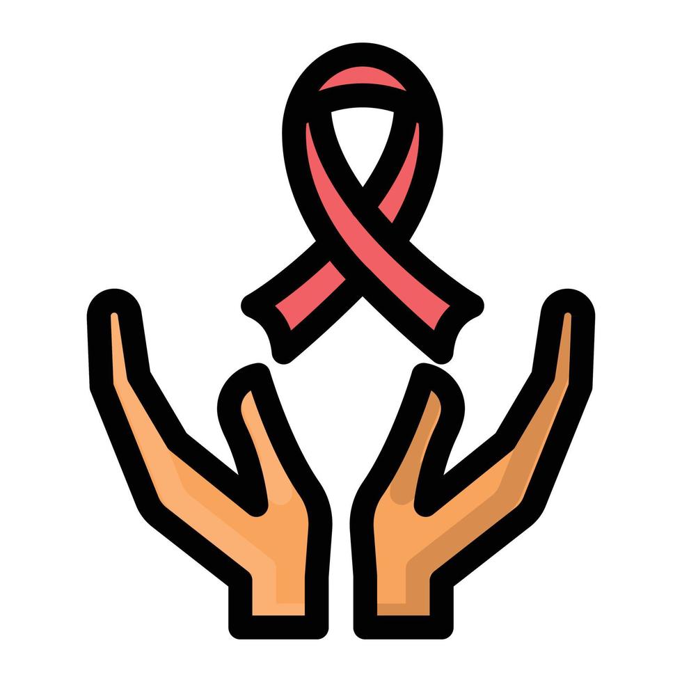 ilustración vectorial de atención del cáncer en un fondo. símbolos de calidad premium. iconos vectoriales para el concepto y el diseño gráfico. vector