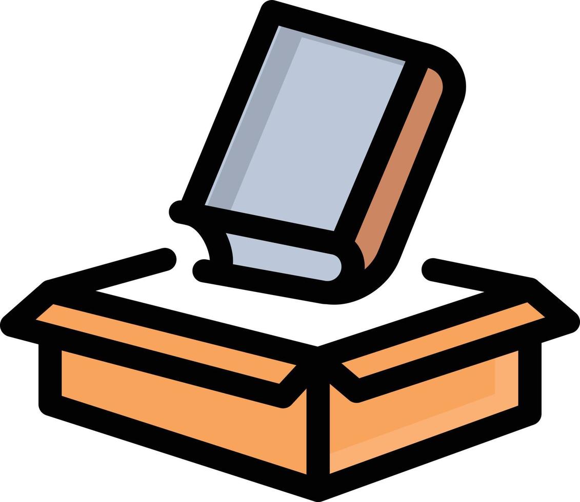 ilustración de vector de caja de libro en un fondo. símbolos de calidad premium. iconos vectoriales para concepto y diseño gráfico.