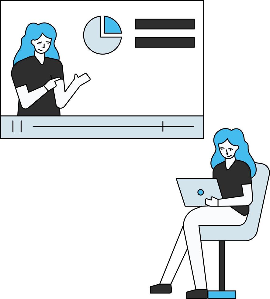 The girl is taking lecture online. vector
